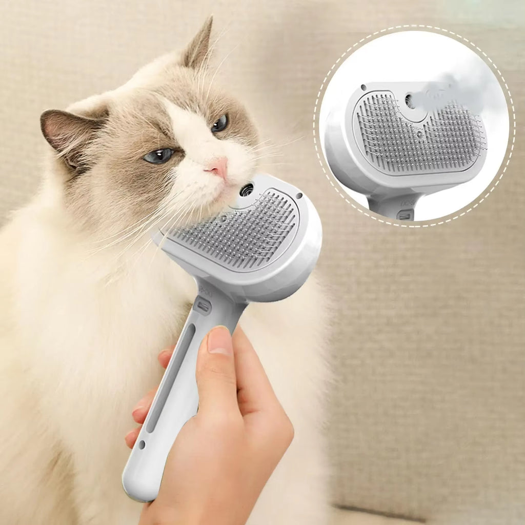 Steamy Dog Brush Electric Spray Cat Hair Brush 3 In1 Dog Steamer Brush for Massage Pet Grooming Removing Tangled and Loose Hair