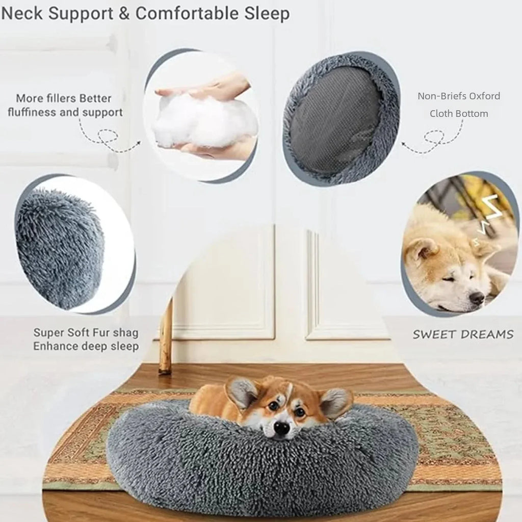 Indulge Your Furry Friend with Our Cozy Plush Round Pet Bed - Perfect for Large Dogs & Cats, Available in 6 Sizes for Ultimate Winter Warmth and Comfort
