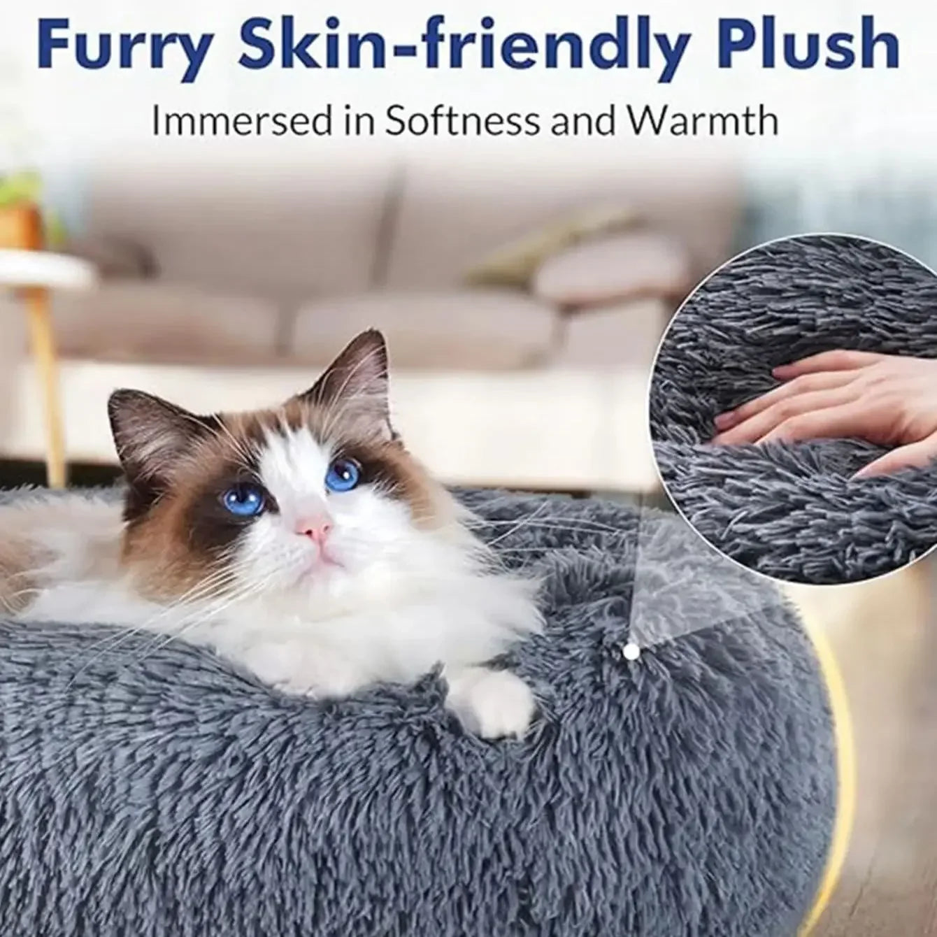 Indulge Your Furry Friend with Our Cozy Plush Round Pet Bed - Perfect for Large Dogs & Cats, Available in 6 Sizes for Ultimate Winter Warmth and Comfort