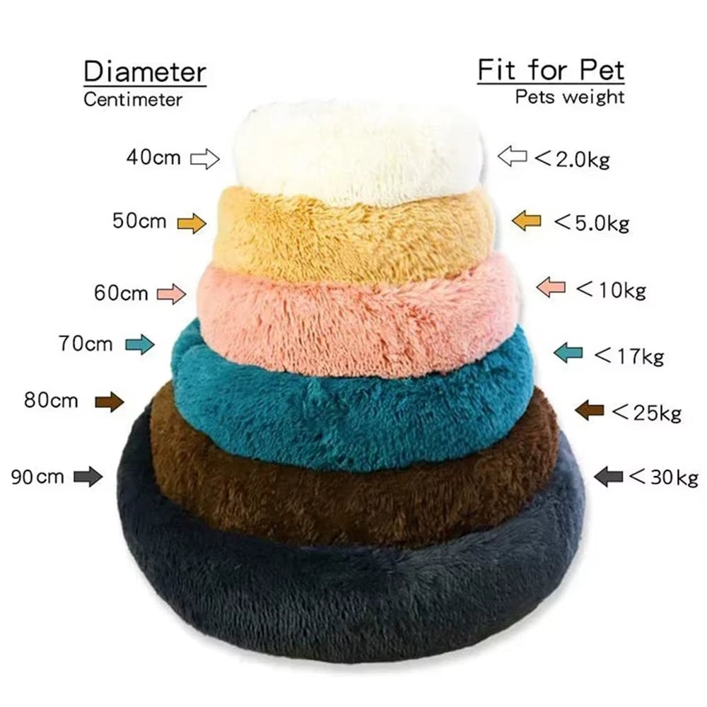Indulge Your Furry Friend with Our Cozy Plush Round Pet Bed - Perfect for Large Dogs & Cats, Available in 6 Sizes for Ultimate Winter Warmth and Comfort